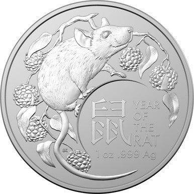 2020 $1 Year of The Rat 1oz Silver BU Coin