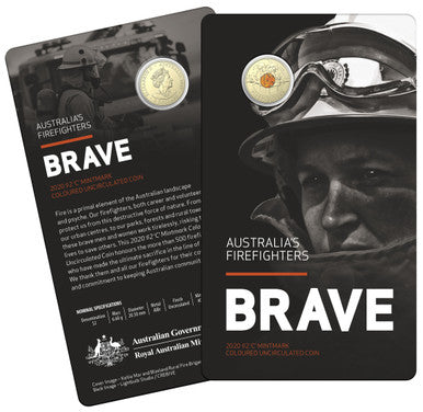 2020 $2 Brave Australia's Firefighters 'C' Mintmark Coloured Uncirculated Coin