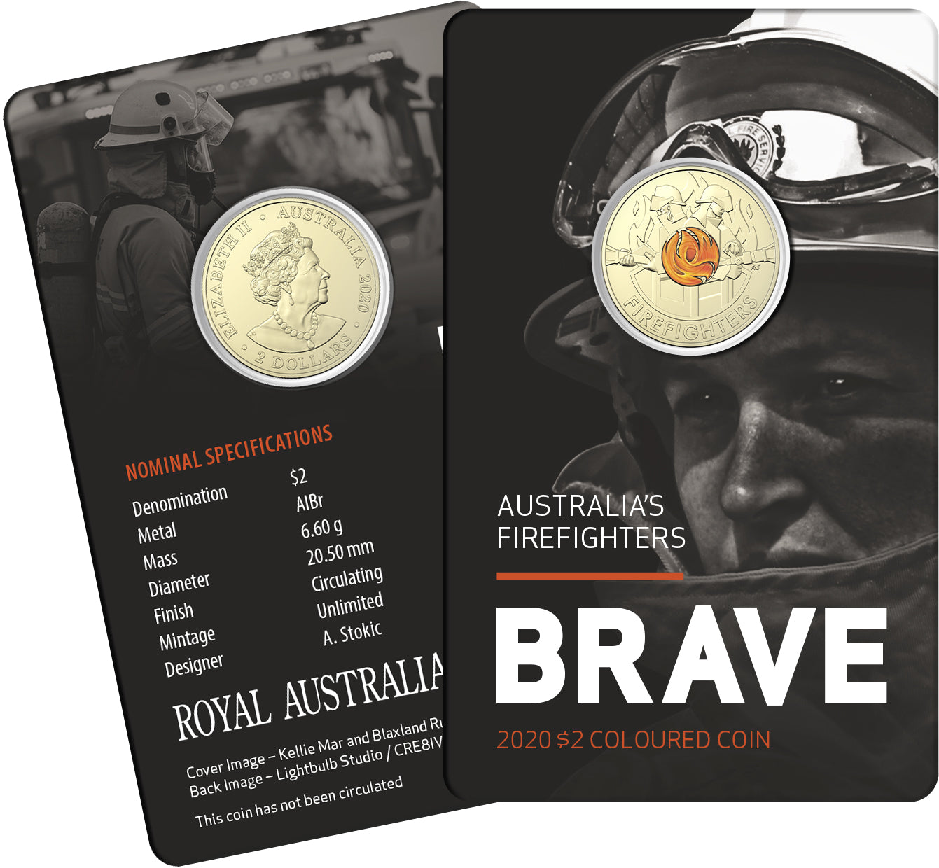 2020 $2 Brave Australia's Firefighters Coloured Coin