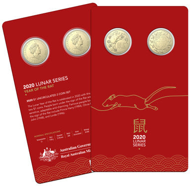 2020 $1 Year of The Rat Uncirculated 2 Coin Set