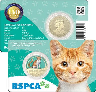 2021 $1 AlBr Coloured UNC 8 coin collection - 150th Anniversary of the RSPCA