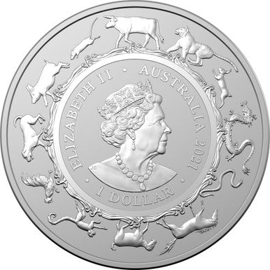 2021 $1 Year of The Ox 1oz Silver BU Coin