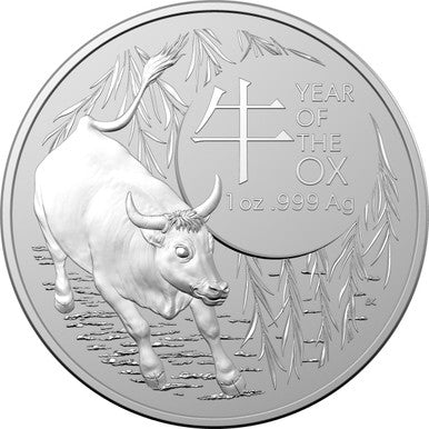2021 $1 Year of The Ox 1oz Silver BU Coin