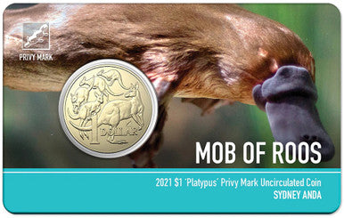 2021 $1 ANDA Sydney Mob of Roos 'Platypus' Privy Mark Uncirculated Coin