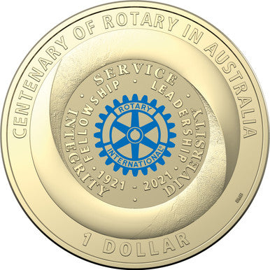 2021 $1 Centenary of Rotary In Australia Coloured Uncirculated Coin