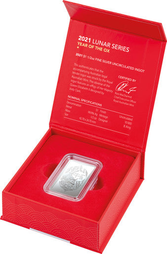2021 $1 Year of The Ox 1/2oz Silver Uncirculated Ingot