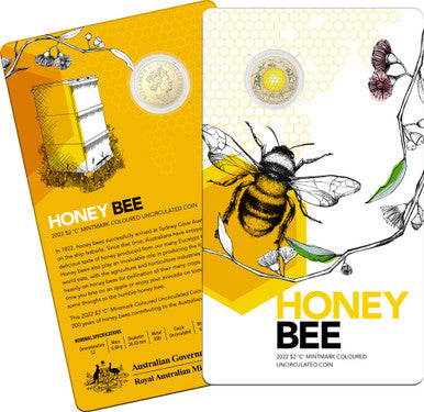 2022 $2 C Mintmark Australian Honey Bee Coloured Uncirculated Coin