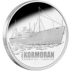 2008 $1 HMAS Sydney II and HSK-8 Kormoran 1oz Silver Proof Coin with Medallion and Badge Set