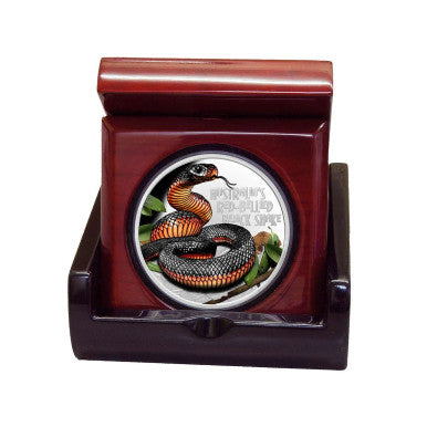 Tuvalu 2022 $1 Deadly and Dangerous Red-Bellied Black Snake 1oz Silver Coloured Proof Coin
