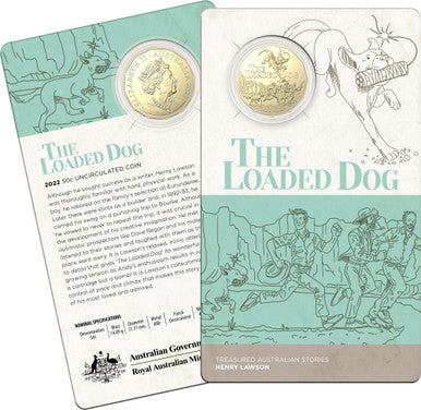 2022 50c Treasured Australian Stories Henry Lawson The Loaded Dog Uncirculated Coin