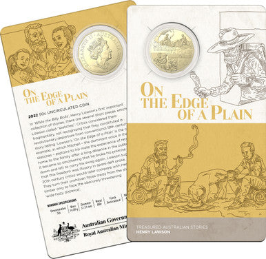 2022 50c Treasured Australian Stories Henry Lawson On The Edge of A Plain Uncirculated Coin