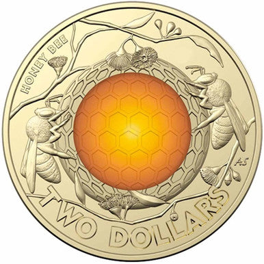 2022 $2 Australian Honey Bee Coloured Al-Bronze Uncirculated Coin
