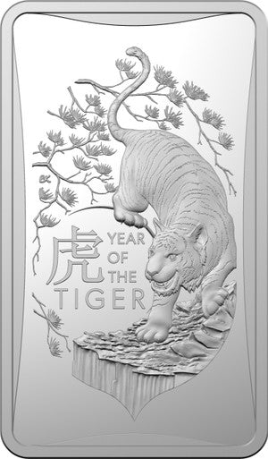 Lunar Year of the Tiger 2022 $1 1/2oz Silver Ingot Frosted Uncirculated Coin
