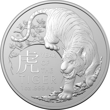 2022 $1 Year of The Tiger 1oz Silver BU Coin