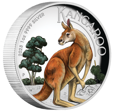 2023 Australian Kangaroo  $1 High Relief Colour 1oz Silver Proof Coin
