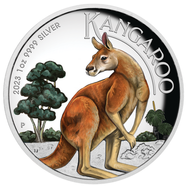 2023 Australian Kangaroo  $1 High Relief Colour 1oz Silver Proof Coin