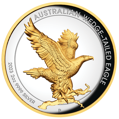 2023 Australian Wedge-Tailed Eagle  $2 High Relief Gold-plated 2oz Silver Proof Coin