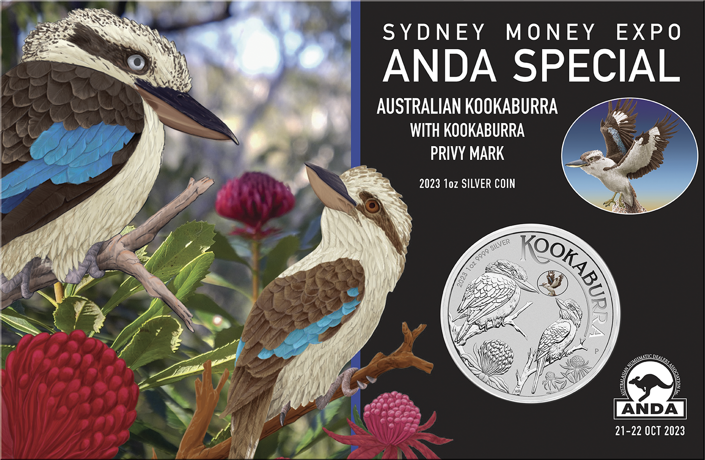 2023 $1 ANDA Sydney Australian Kookaburra 'Kookaburra' Privy Mark 1oz Silver Uncirculated Coin