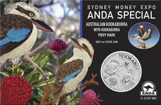 2023 $1 ANDA Sydney Australian Kookaburra 'Kookaburra' Privy Mark 1oz Silver Uncirculated Coin