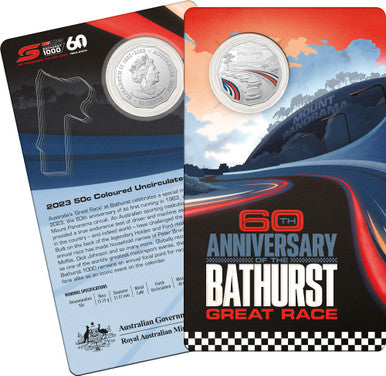 2023 50c 60th Anniversary of the Bathurst 1000 Coloured Uncirculated Coin
