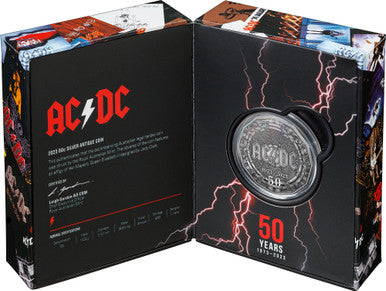 2023 50c 50th Anniversary of AC/DC Silver Antiqued Coin