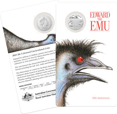 2023 20c 35th Anniversary of Edward The Emu Coloured Uncirculated Coin