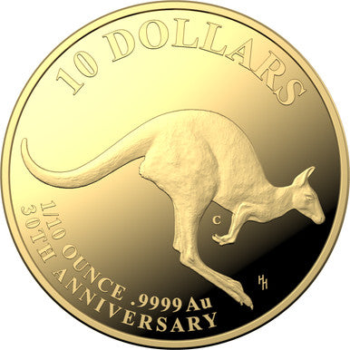 2023 $1 Kangaroo Mob of Thirty 'C' Mintmark 1/10oz Gold Proof Coin