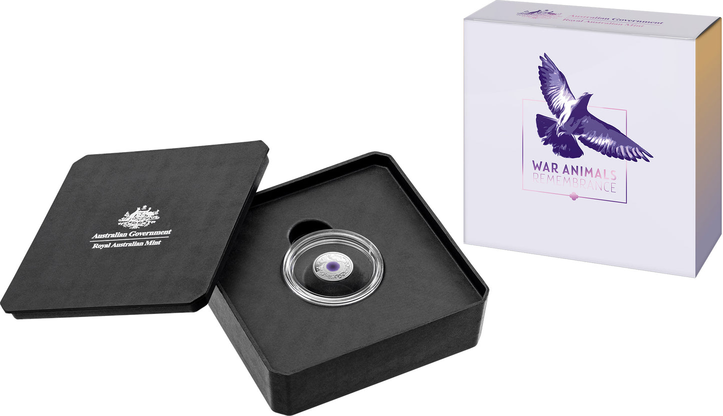 2024 $2 War Animals Remembrance Purple Poppy 'C' Mintmark Silver Proof Coin