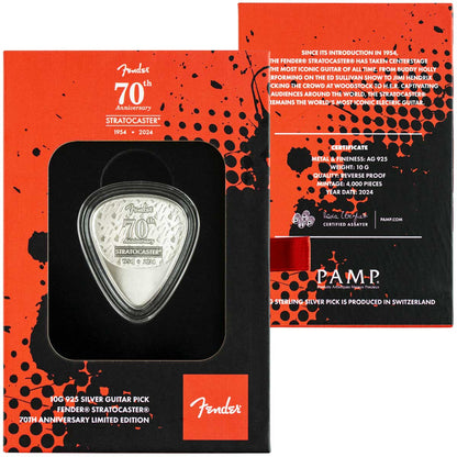 2024 Fender 70th Anniversary Stratocaster 10g Silver Guitar Pick Shaped