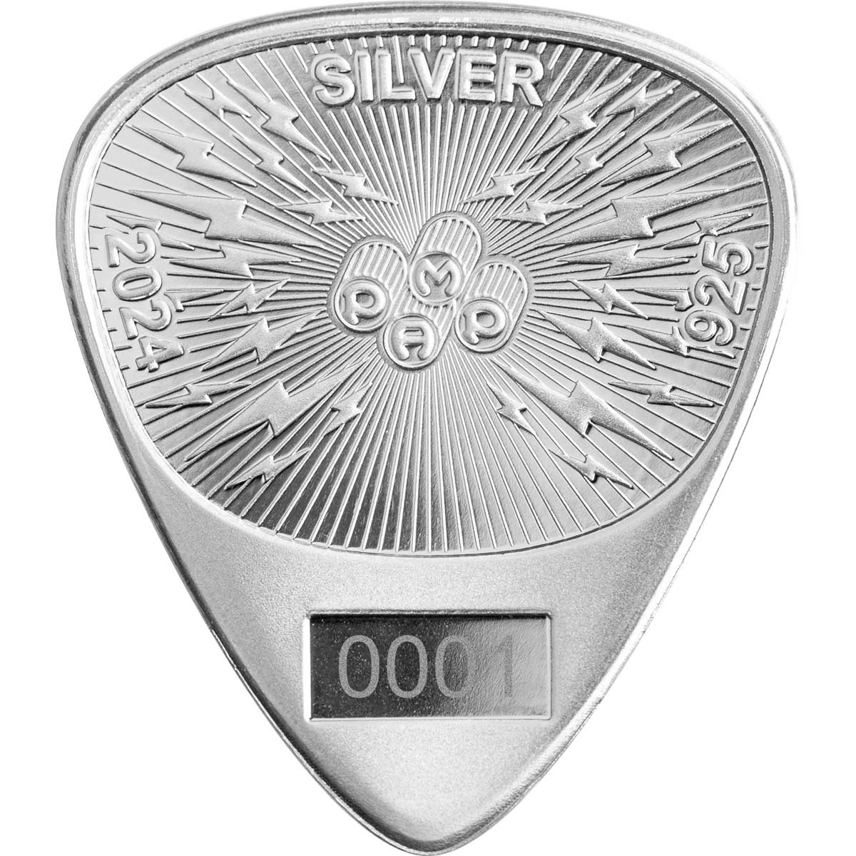 2024 Fender 70th Anniversary Stratocaster 10g Silver Guitar Pick Shaped