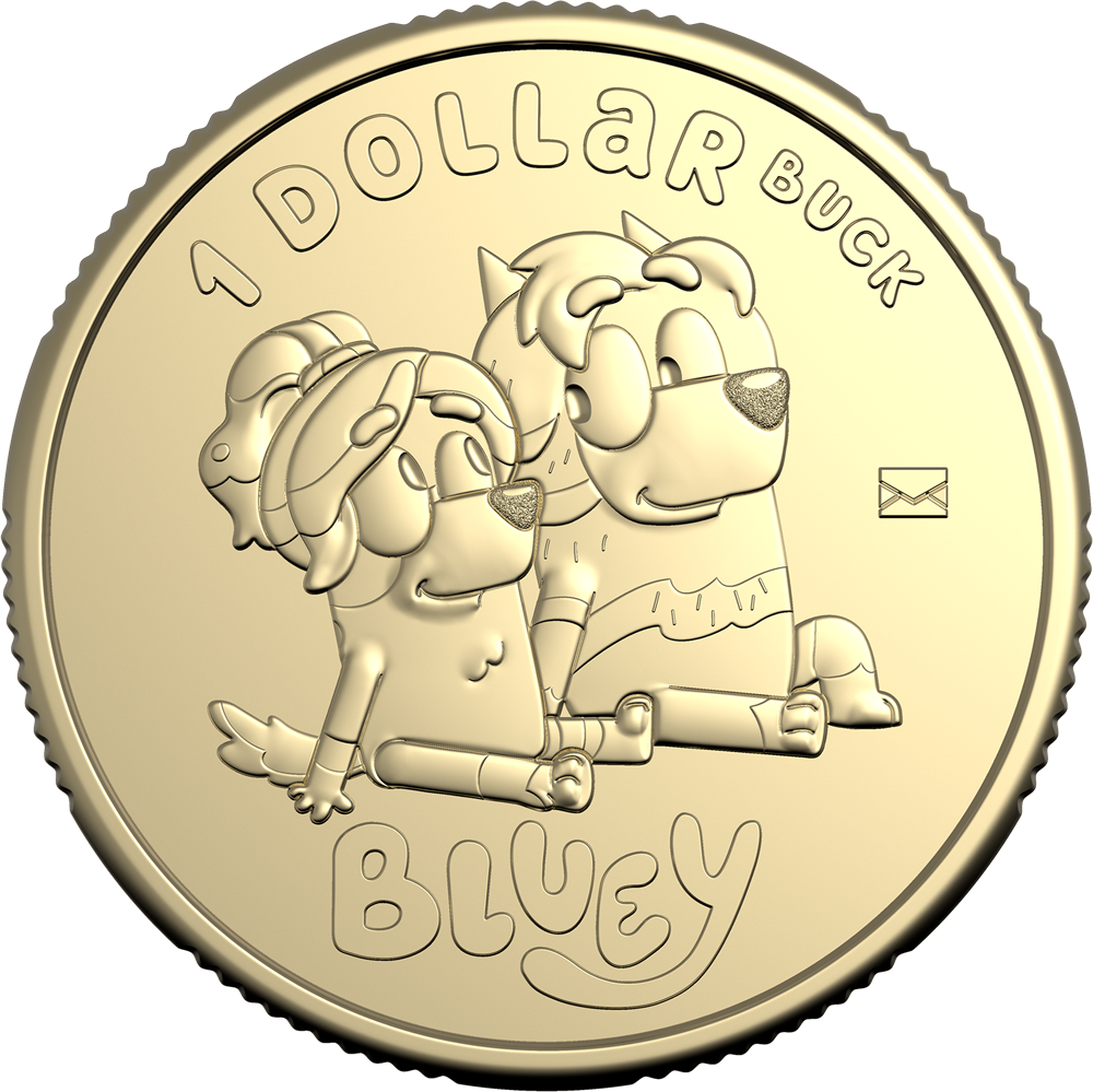 2024 $1 Bluey Uncle Rad and Frisky Envelope Privy Mark Uncirculated Coin