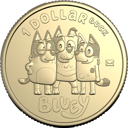 2024 $1 Bluey Uncle Stripes, Aunt Trixie and Nana Envelope Privy Mark Uncirculated Coin