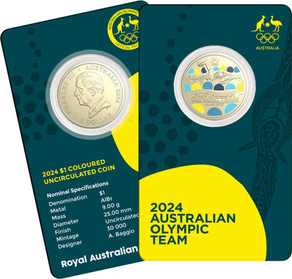 2024 $1 Australian Olympic Team Coloured Uncirculated Coin