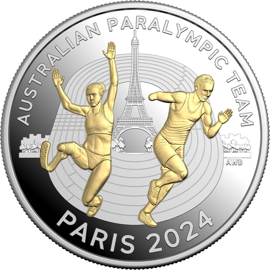 2024 $5 Australian Paralympic Team Selectively Gold Plated 1oz Silver Proof Coin