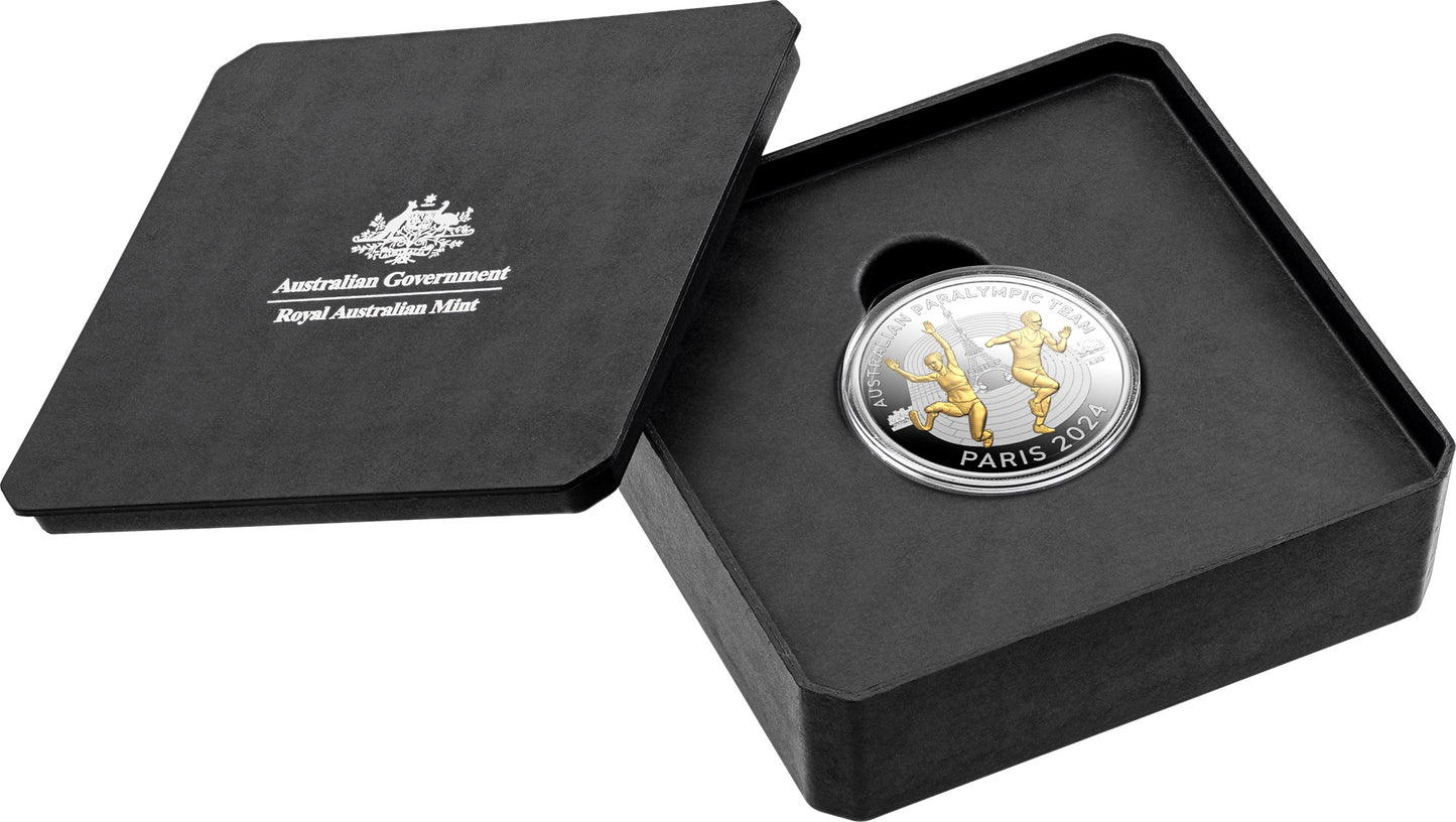2024 $5 Australian Paralympic Team Selectively Gold Plated 1oz Silver Proof Coin