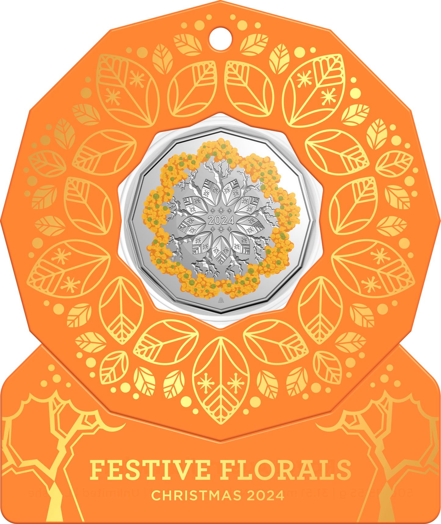 2024 50c Christmas Festive Florals Coloured Uncirculated Coin