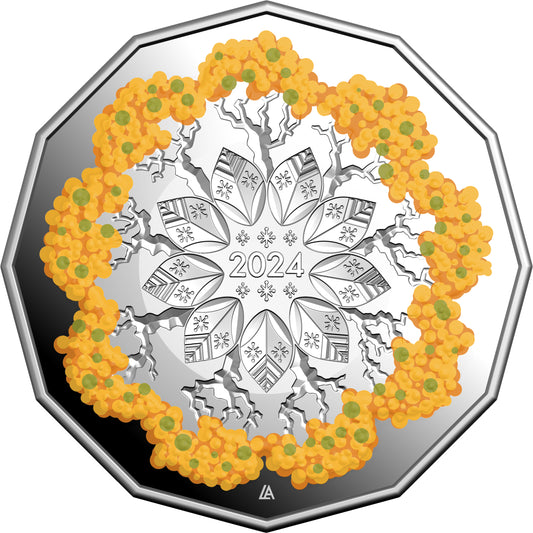 2024 50c Christmas Festive Florals Coloured Silver Proof Coin