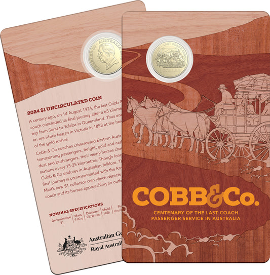 2024 $1 Cobb & Co Centenary of The Last Coach Passenger Service In Australia Uncirculated Coin