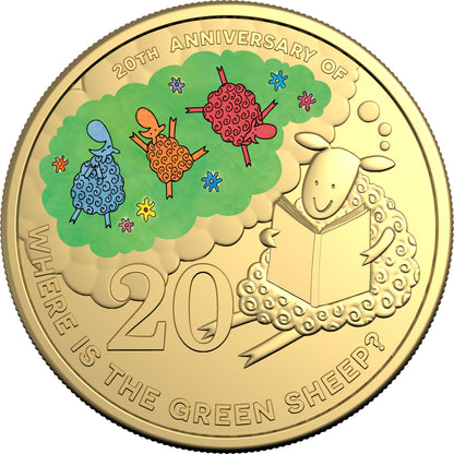 2024 20c 20th Anniversary Where Is The Green Sheep Gold Plated Coloured Uncirculated Coin and Book Set Deluxe Edition