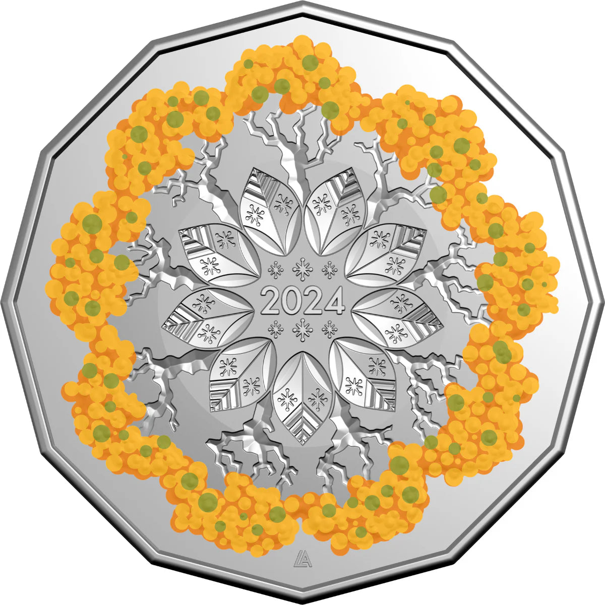 2024 50c Christmas Festive Florals Coloured Uncirculated Coin