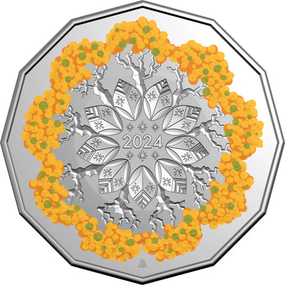 2024 50c Christmas Festive Florals Coloured Uncirculated Coin