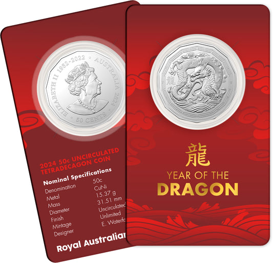 2024 50c Tetra Decagon Year of The Dragon Uncirculated Coin
