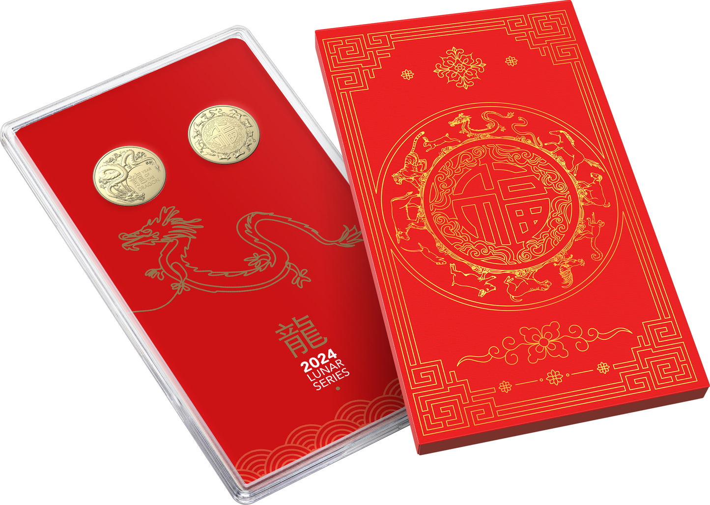 2024 $1 Year of The Dragon Uncirculated 2 Coin Set