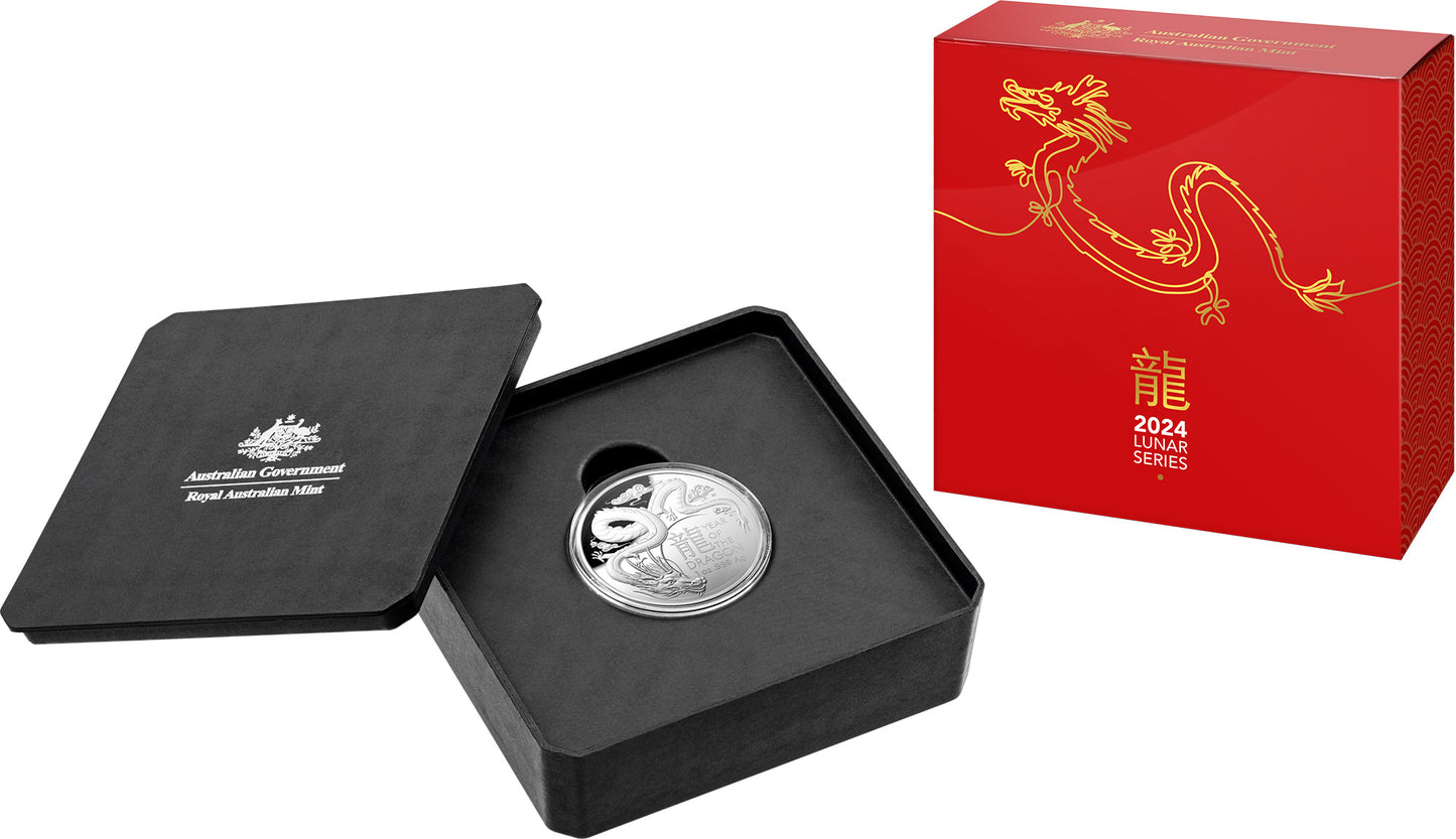 2024 $5 Year of The Dragon 1oz Silver Proof Domed Coin