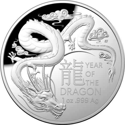 2024 $5 Year of The Dragon 1oz Silver Proof Domed Coin