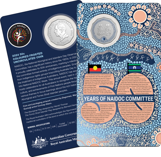 2024 50c 50 Years of NAIDOC Committee Coloured Uncirculated Coin