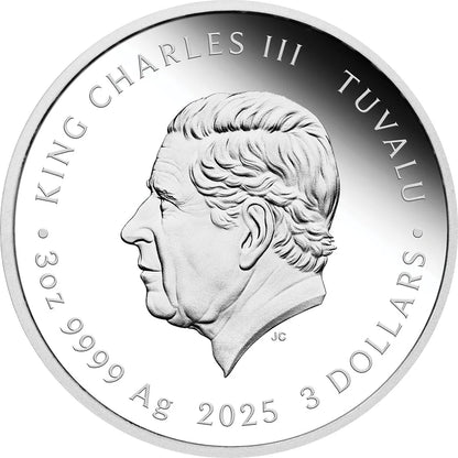 Tuvalu 2025 $3 Imperial Golden Dragon 3oz Silver Coloured Proof Coin