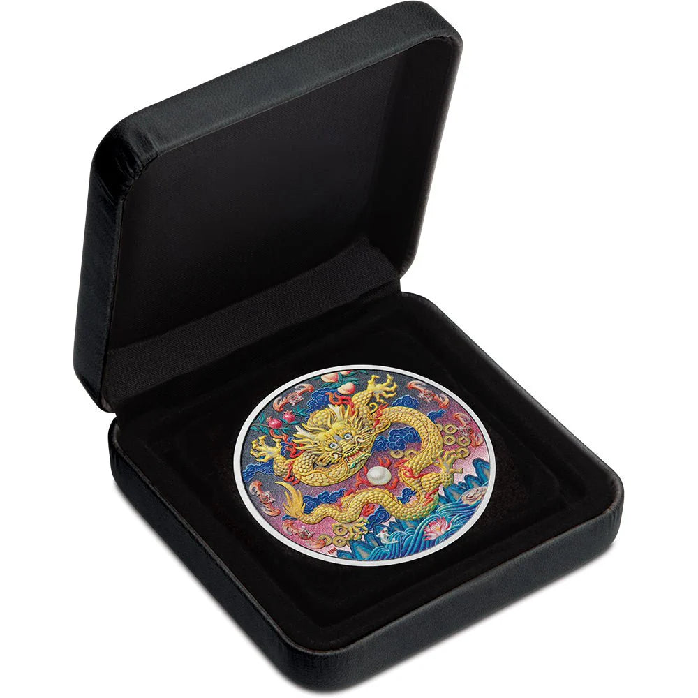 Tuvalu 2025 $3 Imperial Golden Dragon 3oz Silver Coloured Proof Coin