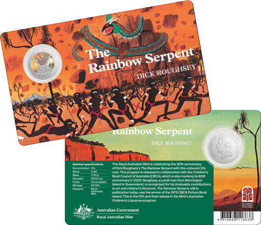 2025 20c 50th Anniversary of The Rainbow Serpent Coloured Uncirculated Coin
