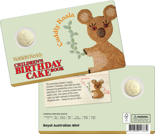 2025 $1 Women's Weekly Children's Birthday Cake Book Cuddly Koala Uncirculated Coin